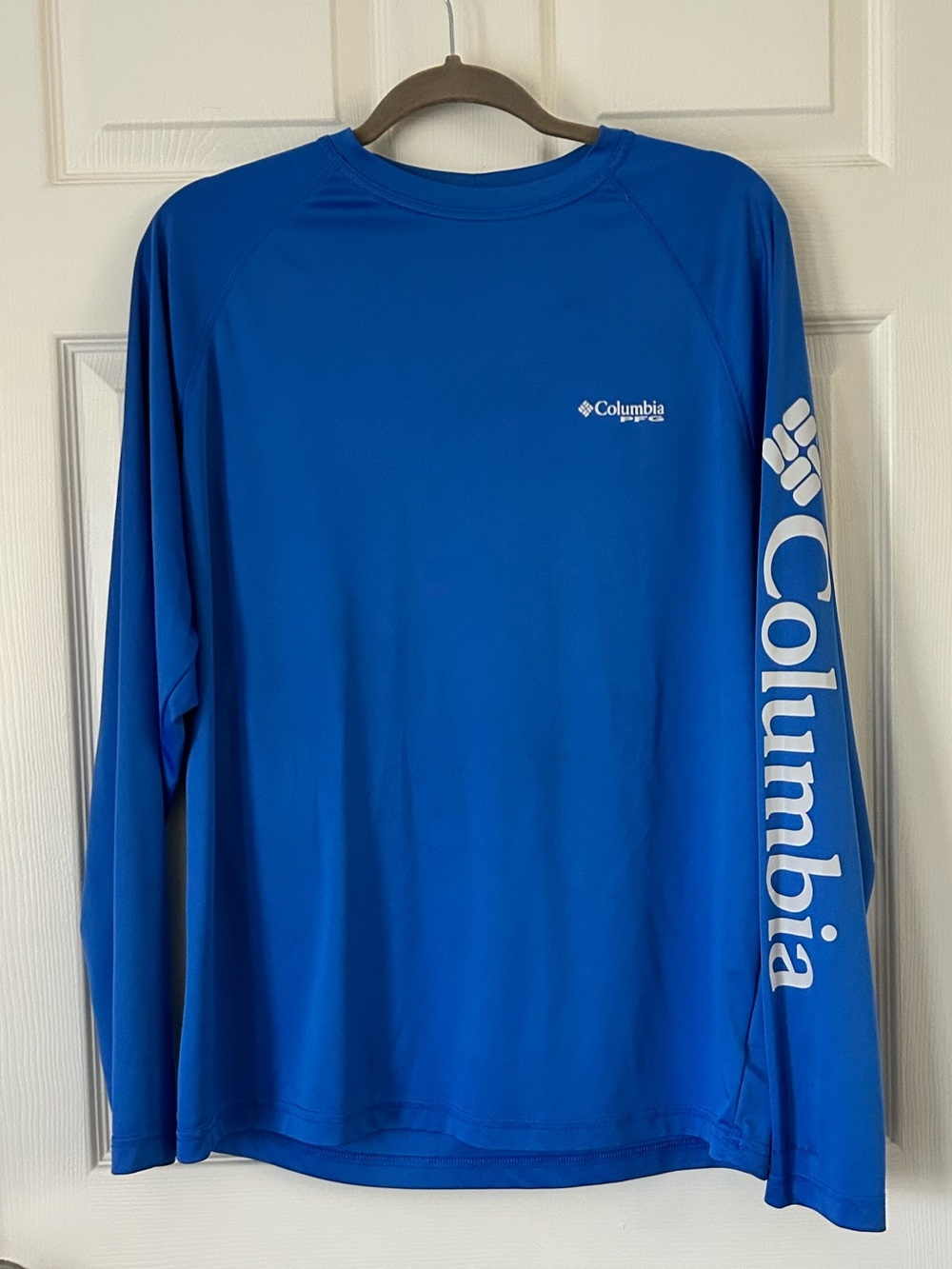Columbia Men's Royal Blue Long Sleeve Performance Shirt Logo Raglan Outdoor M